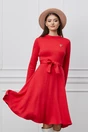Rochie Dy Fashion rosie din tricot cu aplicatie detasabila la bust