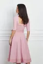 Rochie Dy Fashion roz cu buline si cordon in talie