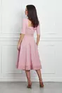 Rochie Dy Fashion roz cu buline si cordon in talie