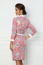 Rochie Dy Fashion roz cu imprimeu floral si rever