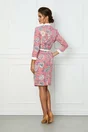 Rochie Dy Fashion roz cu imprimeu floral si rever