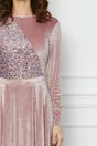 Rochie Dy Fashion roz din catifea cu paiete la bust