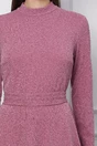 Rochie Dy Fashion roz din lurex cu cordon in talie