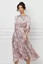 Rochie Dy Fashion satinata lila cu imprimeuri florale