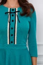 Rochie Dy Fashion turcoaz cu nasturi catifelati pe bust