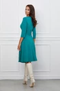 Rochie Dy Fashion turcoaz cu nasturi catifelati pe bust