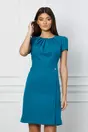 Rochie Dy Fashion turcoaz cu nasturi pe fusta