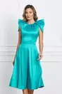 Rochie Dy Fashion turcoaz cu umeri ascutiti