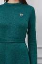 Rochie Dy Fashion turcoaz din tricot cu aplicatie detasabila la bust