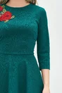 Rochie Dy Fashion verde cu broderie florala la bust