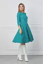 Rochie Dy Fashion verde cu buline albe