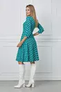Rochie Dy Fashion verde cu buline albe