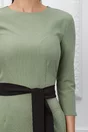 Rochie Dy Fashion verde cu cordon negru in talie