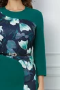 Rochie Dy Fashion verde cu imprimeu floral si curea in talie