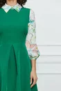 Rochie Dy Fashion verde cu imprimeu pe maneci si guler