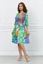 Rochie Dy Fashion verde cu imprimeuri colorate