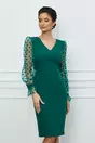 Rochie Dy Fashion verde cu maneci din tull cu buline catifelate