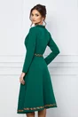 Rochie Dy Fashion verde cu motive traditionale in talie si la baza