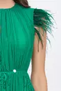 Rochie Dy Fashion verde cu pene la umeri