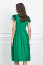 Rochie Dy Fashion verde cu pene la umeri