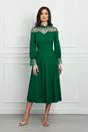 Rochie Dy Fashion verde cu tull si buline catifelate