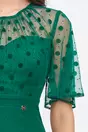 Rochie Dy Fashion verde cu tull si buline catifelate la bust