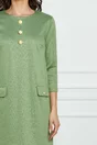 Rochie Dy Fashion verde deschis tip A cu buzunare si nasturi decorativi