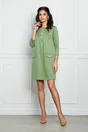 Rochie Dy Fashion verde deschis tip A cu buzunare si nasturi decorativi