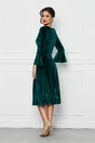 Rochie Dy Fashion verde din catifea cu decupaj la decolteu