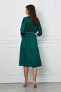 Rochie Dy Fashion verde din satin cu elastic si curea in talie