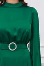 Rochie Dy Fashion verde din satin cu o curea in talie