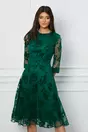 Rochie Dy Fashion verde din tull cu insertii catifelate