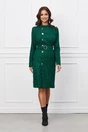 Rochie Dy Fashion verde din tweed cu nasturi si curea