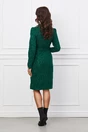 Rochie Dy Fashion verde din tweed cu nasturi si curea