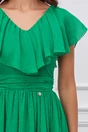 Rochie Dy Fashion verde din voal cu volanas la bust