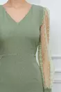 Rochie Dy Fashion verde fistic cu maneci din tull cu buline catifelate