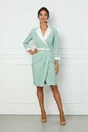 Rochie Dy Fashion verde mint cu buline si rever