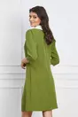 Rochie Dy Fashion vernil cu guler alb si pliu pe fusta