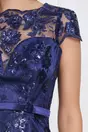 Rochie eleganta bleumarin din dantela si paiete