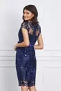 Rochie eleganta bleumarin din dantela si paiete