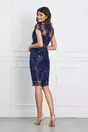 Rochie eleganta bleumarin din dantela si paiete
