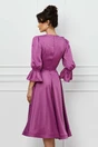 Rochie eleganta din tafta magenta cu volanas la bust