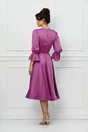Rochie eleganta din tafta magenta cu volanas la bust