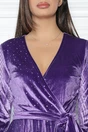 Rochie eleganta mov din catifea cu buline din glitter