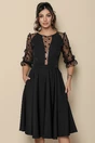 Rochie eleganta neagra cu maneci din tull cu buline catifelate