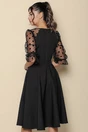 Rochie eleganta neagra cu maneci din tull cu buline catifelate