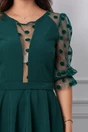 Rochie eleganta verde cu maneci din tull cu buline catifelate
