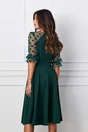 Rochie eleganta verde cu maneci din tull cu buline catifelate