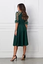 Rochie eleganta verde cu maneci din tull cu buline catifelate