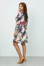 Rochie Elena ivory cu imprimeu fucsia-verde